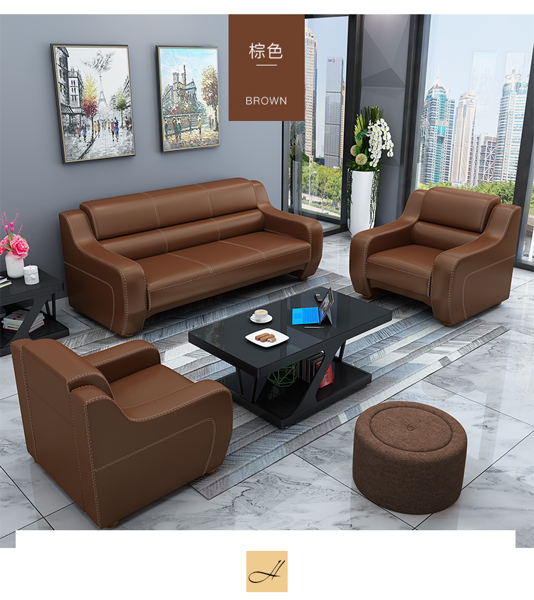 Sofa văn phòng đơn giản hiện đại ba người nội thất văn phòng họp kinh doanh tiếp tân văn phòng sofa kết hợp bàn cà phê