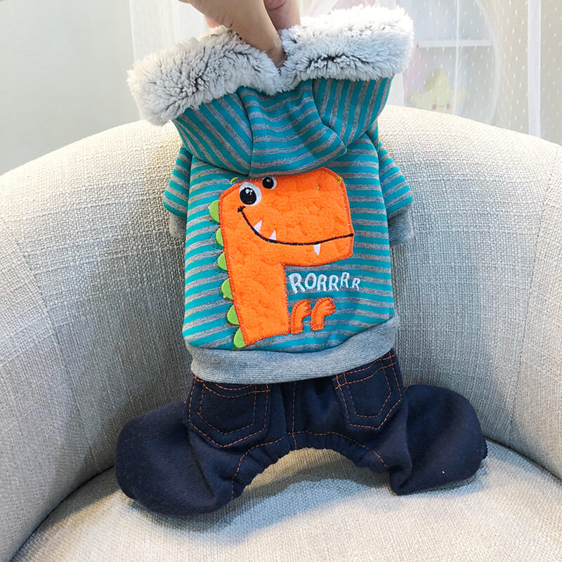 Quần áo cho chó Quần áo cho chó con Quần áo chó con Teddy quần áo mèo mùa thu có thể chơi quần áo bốn chân khủng long - Quần áo & phụ kiện thú cưng áo cho mèo