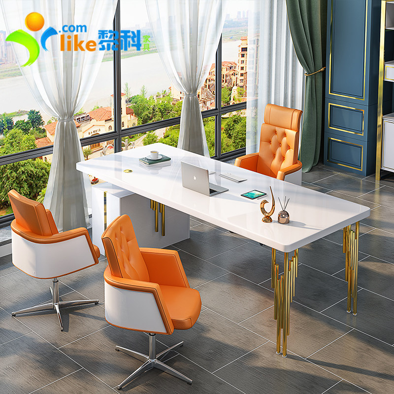 Baking Varnish Fashion Boss Table Minimalist Modern Creative Manager Table Chairs Combined Large Bandai Light Extravagant President Desk