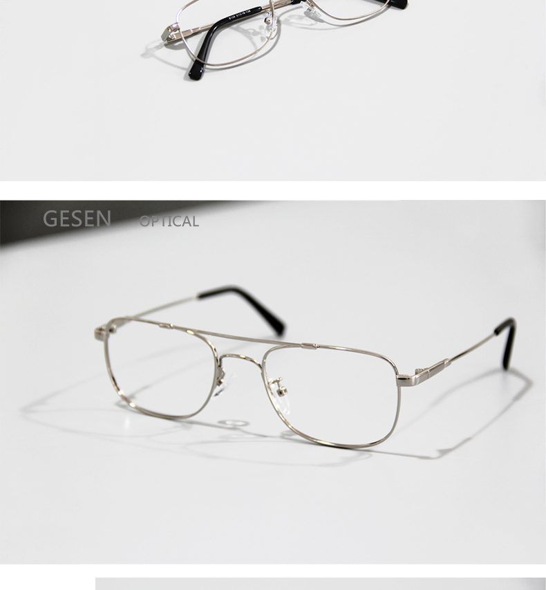 Bộ nhớ siêu nhẹ bằng kim loại kính gọng kính đôi nam vuông retro với ống kính màu cận thị hợp kim titan - Kính khung mắt kính v