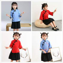 Childrens Republic of China style clothing students May 4th youth Zhongshan suit boys and girls cotton linen Hanfu chorus recitation costumes