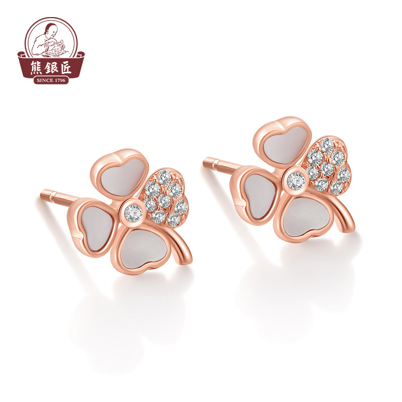 Bear Silversmith S925 Silver Clover Stud Earrings 2022 New Trend Internet Celebrity Premium Earpieces