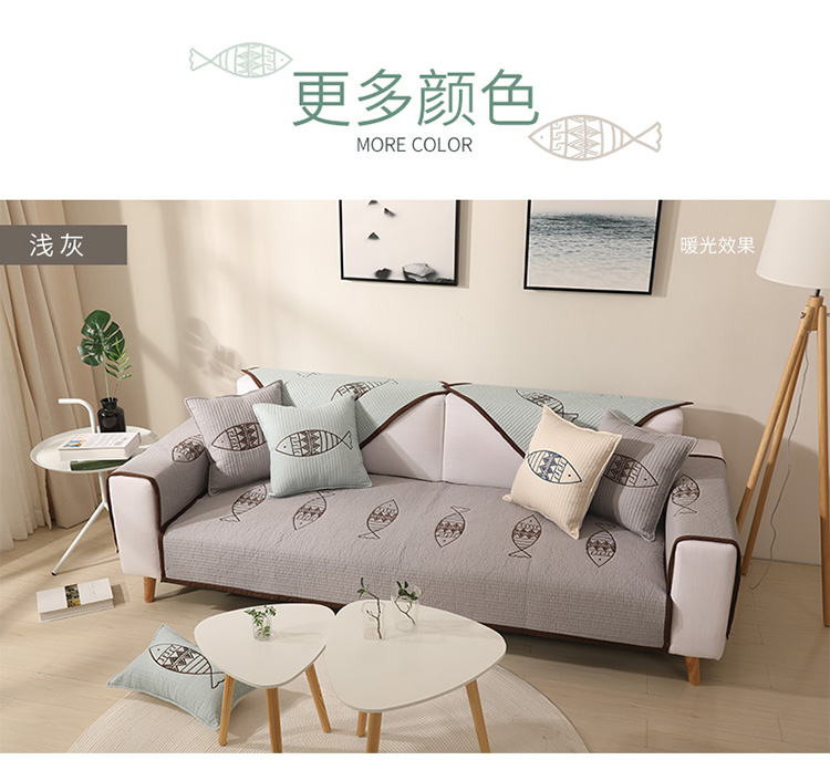 Sofa đệm đơn giản hiện đại vải bốn mùa phổ biến đệm chống trượt thêu sofa Bắc Âu che mui khăn đầy đủ bông - Ghế đệm / đệm Sofa tấm trải ghế sofa