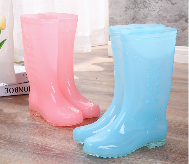 Cotton rainproof shoes women's transparent waterproof fashion women's rain boots adult mid-length tube candy color winter non-slip