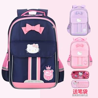 Hello kitty, вместительный и большой школьный рюкзак, в британском стиле, в корейском стиле, защита позвоночника
