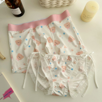 (Couple model) Cartoon cute bear couple underwear one male and one female sexy pure milk silk cotton