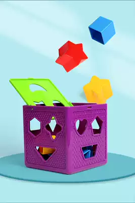 Children's geometric shapes color cognition six-sided box plastic matching building blocks intelligence board toddler Baby educational toy