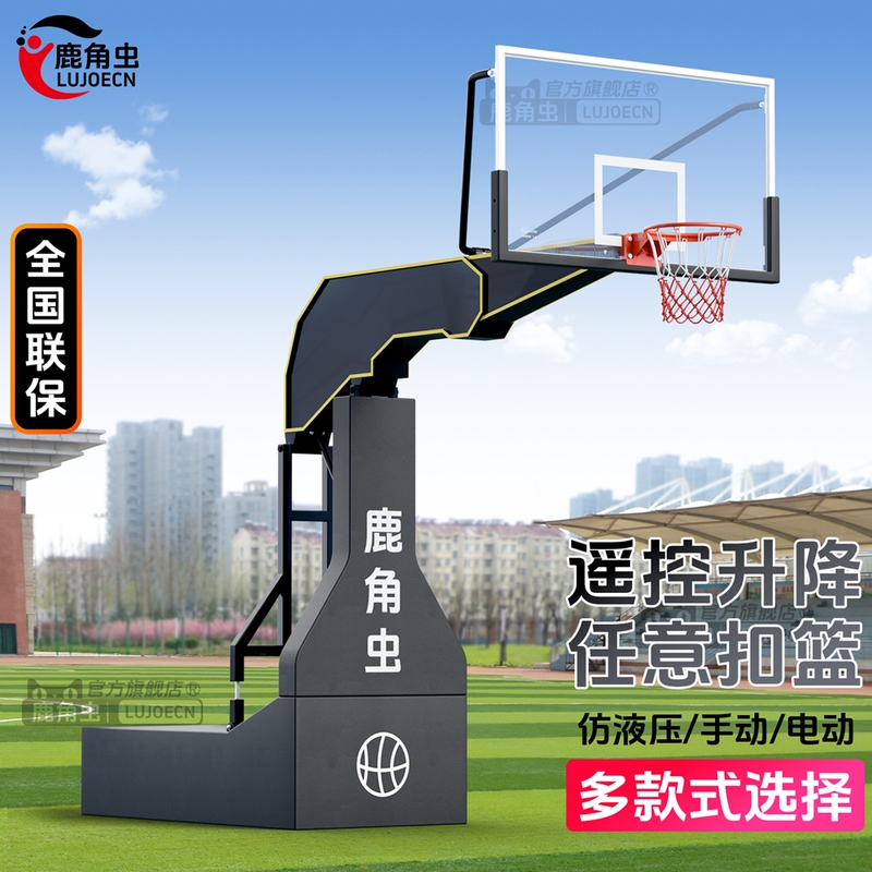 Electric Hydraulic Lifting Manual Standard Basketball Hoop for Outdoor Adult Use, Movable for Home Use, Professional Competition, National Standard