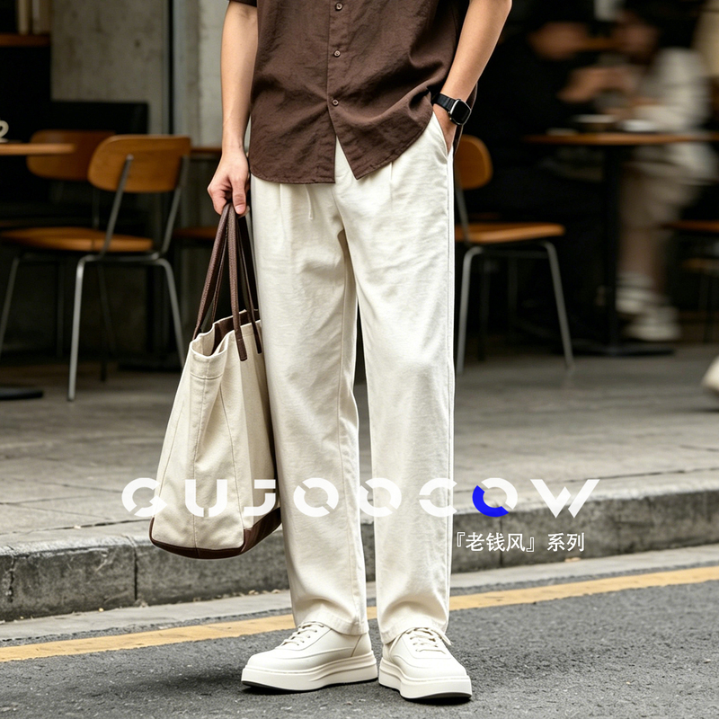 Old Money Style Linen Casual Pants for Men, Summer Thin Loose Straight-Leg Dress Pants, Tencel Long Trousers for Men, 2026 New Model