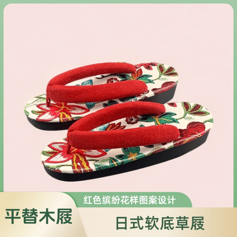 Japanese-Style Straw Clogs, Soft-Soled Wooden Clogs, Japanese-Style Flip-Flops, Sandals, Export Slippers