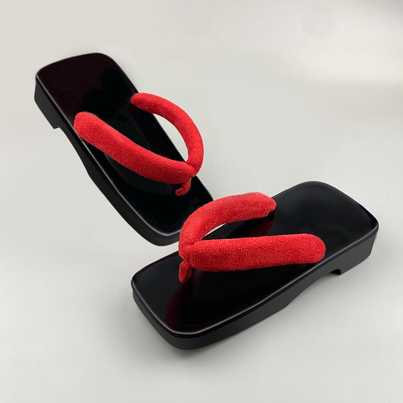 Japanese-Style Soft-Soled Straw Clogs, Flip-Flops, Sandals for Men and Women, Flat-Heeled Wooden Clogs, Thick-Soled Platform, Black and Red, No Name Japanese-Style Soft-Soled Straw Clogs, Flip-Flops, Sandals for Men and Women, Flat-Heeled Wooden Clogs, Thick-Soled Platform, Black and Red, No Name