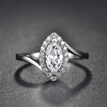 80 6 points FG color VVS clarity horse eye shape natural diamond ring 18K gold diamond ring marriage marriage ring