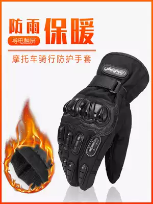 Motorcycle riding warm gloves Men and women winter cold-proof waterproof motorcycle gloves thickened electric car gloves touch screen