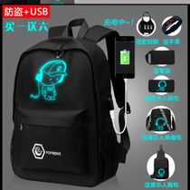 School Bag Men Fashion Trends Han Edition Elementary School Students Junior High School Night Light Backpacks Large Capacity Travel Canvas Double Shoulder Bag