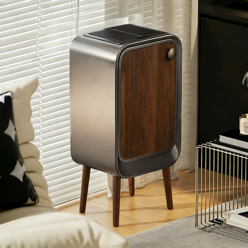 Smart Trash Can with Sensor for Home Use, High-Legged, Large Capacity, Luxury, High-End, Electric, Automatic, Vintage Style for Living Room and Kitchen