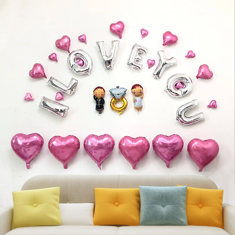 Wedding Wedding House Balloon Decoration Creative Wedding Arrangement Bedroom Scene Wedding items Wholesale aluminum film romantic package