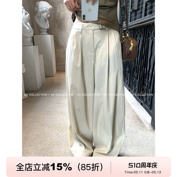 Waist button deconstructed straight casual thin trousers casual pants