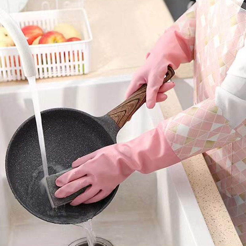 Gloves to wash dishes housework kitchen durable plus velvet thick women's dressing room cleaning laundry winter home waterproof and wear-resistant