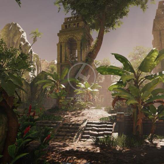 Unity3D Urp Jungle Forest Ruins Scene Model Jungletropicalvegetation3.3.1