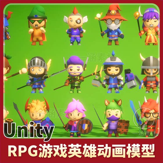 Unity Cute Cartoon Hero Character Model Animation Rpg Game Tiny Hero Wave Pbr