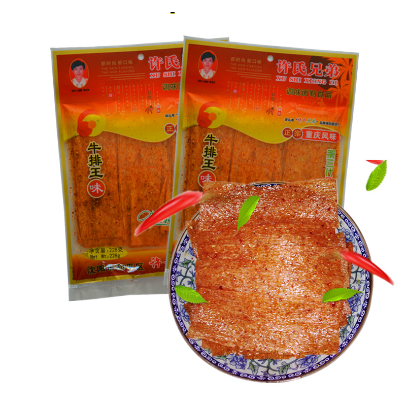 Xu Brothers steak king flavor seasoned noodle food Old-fashioned big spicy slices 228g packaged spicy snacks