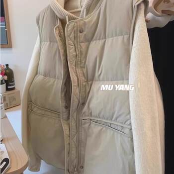 Plus Size Fat Girl 150kg Loose Solid Color Vest Warm Sleeveless Jacket Fashionable Simple Outerwear Cotton Coat Ins
