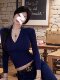 150kg Plus-Size Korean-Style Pure Desire Sexy Spicy Girl V-Neck Slim-Fit Flattering Long-Sleeve Top for Women