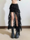 Plus-Size French-Style Spicy Girl Irregular Lace Patchwork Skirt, New High-Waisted Design with Ribbon Short Skirt