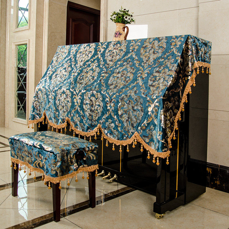 Kaiyan thickened bronzing flannel piano full cloth European piano set Piano dust cover Piano cover Piano cover