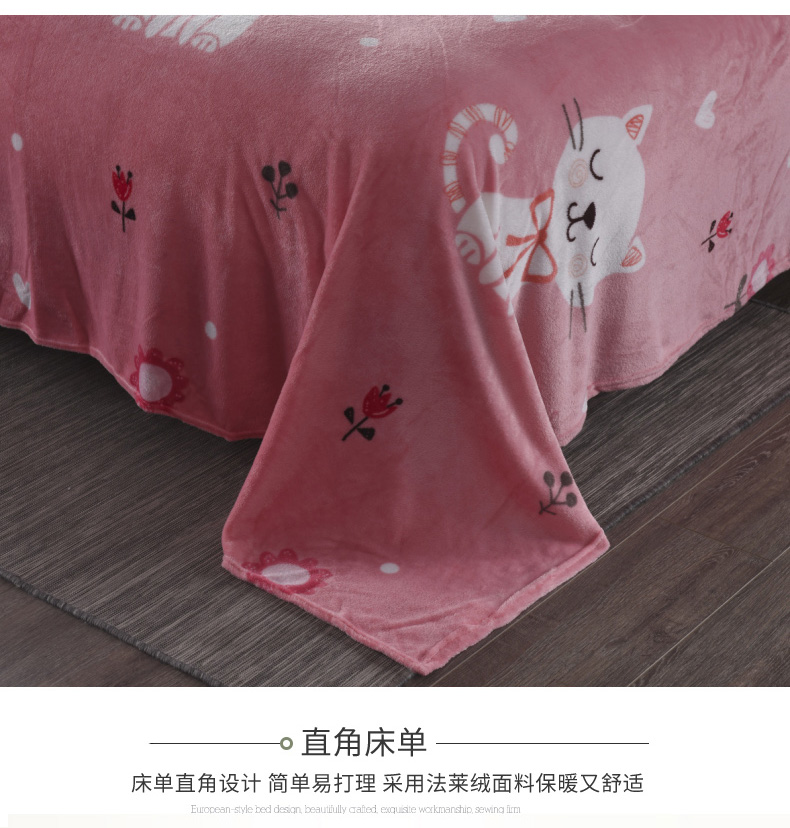 Dày flannel bốn mảnh san hô lông cừu mùa đông 1,8m bộ đồ giường hai mặt flannel quilt tấm chăn ra gối nệm