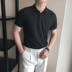 Capricorn nam POLO áo sơ mi nam tay ngắn Hàn Quốc màu rắn ve áo Slim mùa hè áo sơ mi nửa tay - Polo áo nam Polo