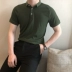 Capricorn nam POLO áo sơ mi nam tay ngắn Hàn Quốc màu rắn ve áo Slim mùa hè áo sơ mi nửa tay - Polo áo thun nam có cổ Polo