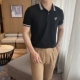 Cơ giới nam Hàn Quốc Mùa hè Áo thun mới Đàn ông Retro Tương phản Thêu POLO Áo sơ mi hợp thời trang Slim Body Top - Polo