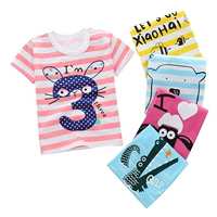 Mùa hè quần áo trẻ em mới bé trai và bé gái Áo thun cotton ngắn tay cho bé gái nửa bé gái nửa tay từ bi trắng quần áo trẻ em xuất khẩu