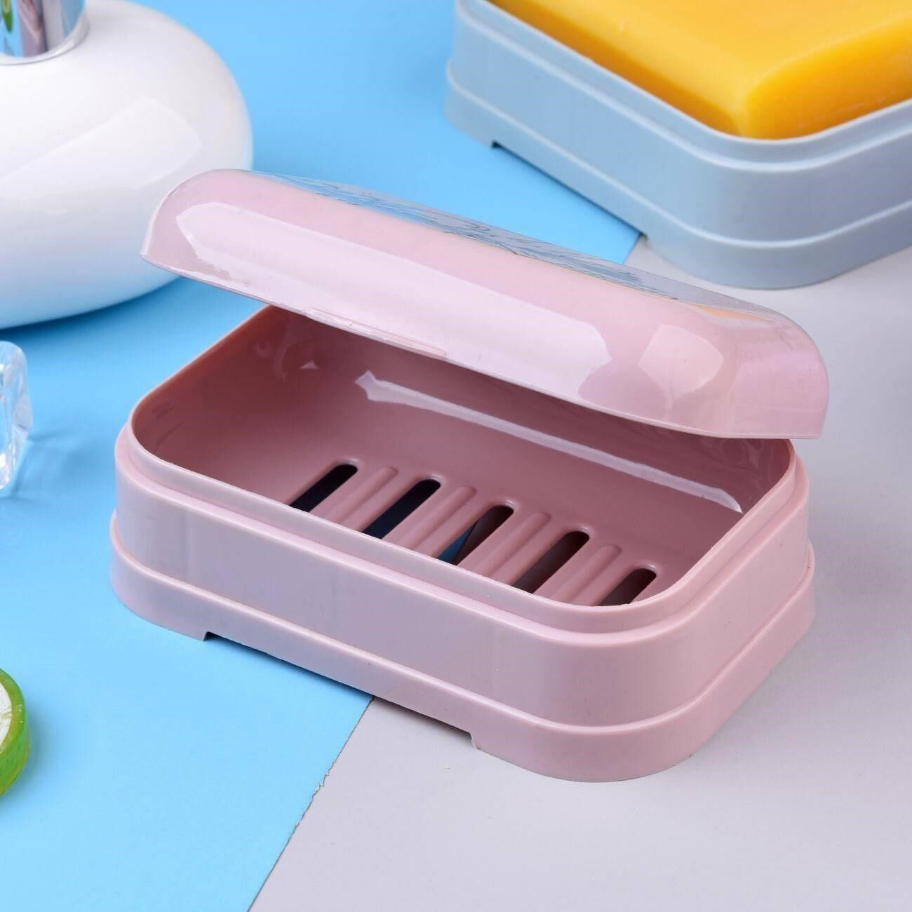 Cover sealed portable soap box home travel 2-in-one soap box with lock buckle plastic soap box