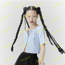 Hemp flower small braid with two strands of braid ponytail wig small braid suction powder Divine Instrumental Movie photography Childrens Performance Write True