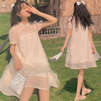 Pregnant Women summer dress short sleeve top summer skirt 2021 maternity dress summer suit Fashion Net Red New