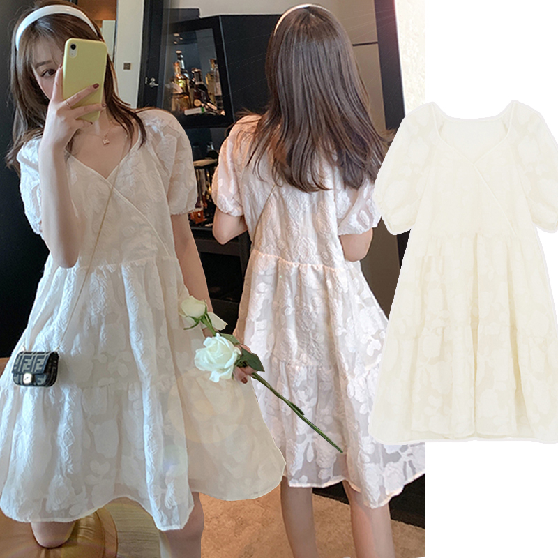 Pregnancy Maternity Dress Spring Summer Suit Nets Red Fashion Embroidered Summer Dress Pregnant Women Summer Dress Two Style Foreign Dress