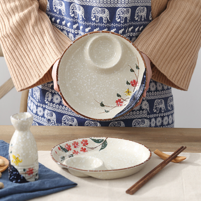 Japanese dumplings dribbling vinegar dish under glaze color porcelain tableware square creative cold dish dish dish dish dish