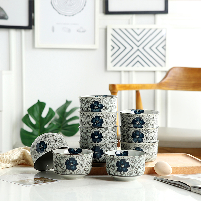 Jingdezhen ceramic bowl Japanese tableware suit creative 10 eat a bowl of rice bowl bowl household small bowl