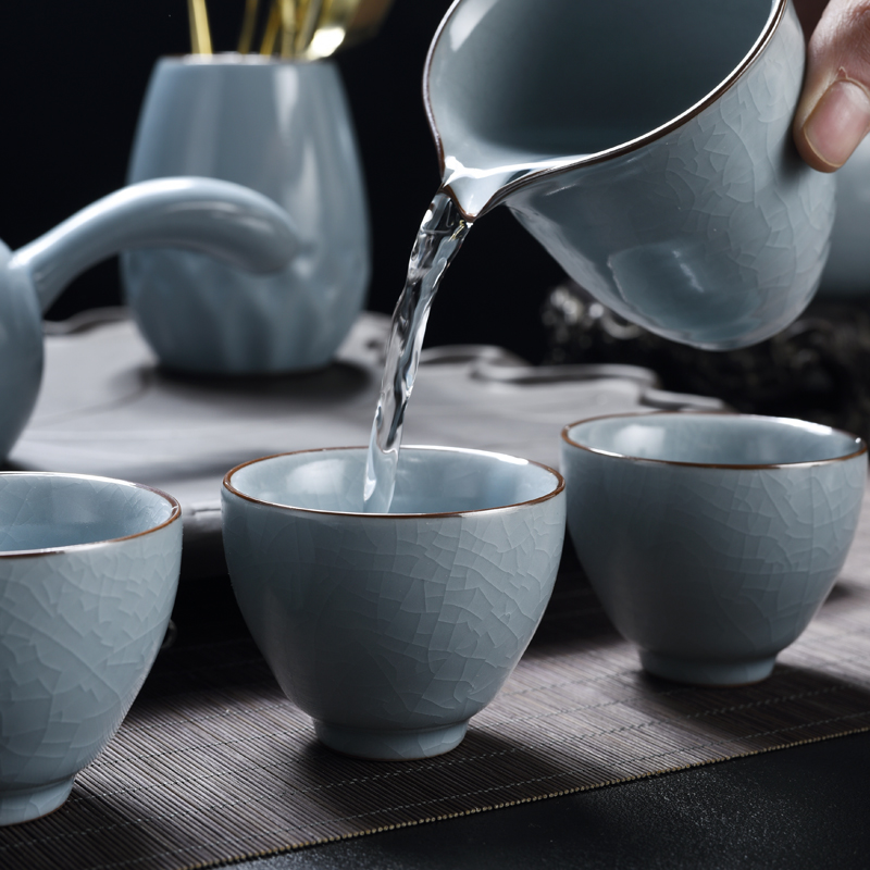 Kung fu tea masters cup your up with azure beautiful pavilion open tea cups porcelain sample tea cup, single CPU small bowl