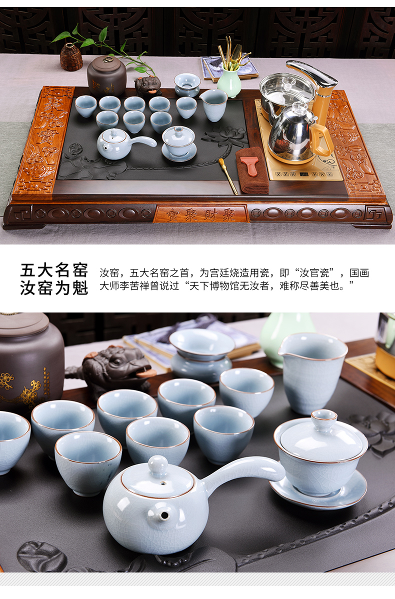 Beauty cabinet home tea tray ebony wood sharply violet arenaceous stone tea machine automatic kung fu tea set suits for the sitting room is contracted