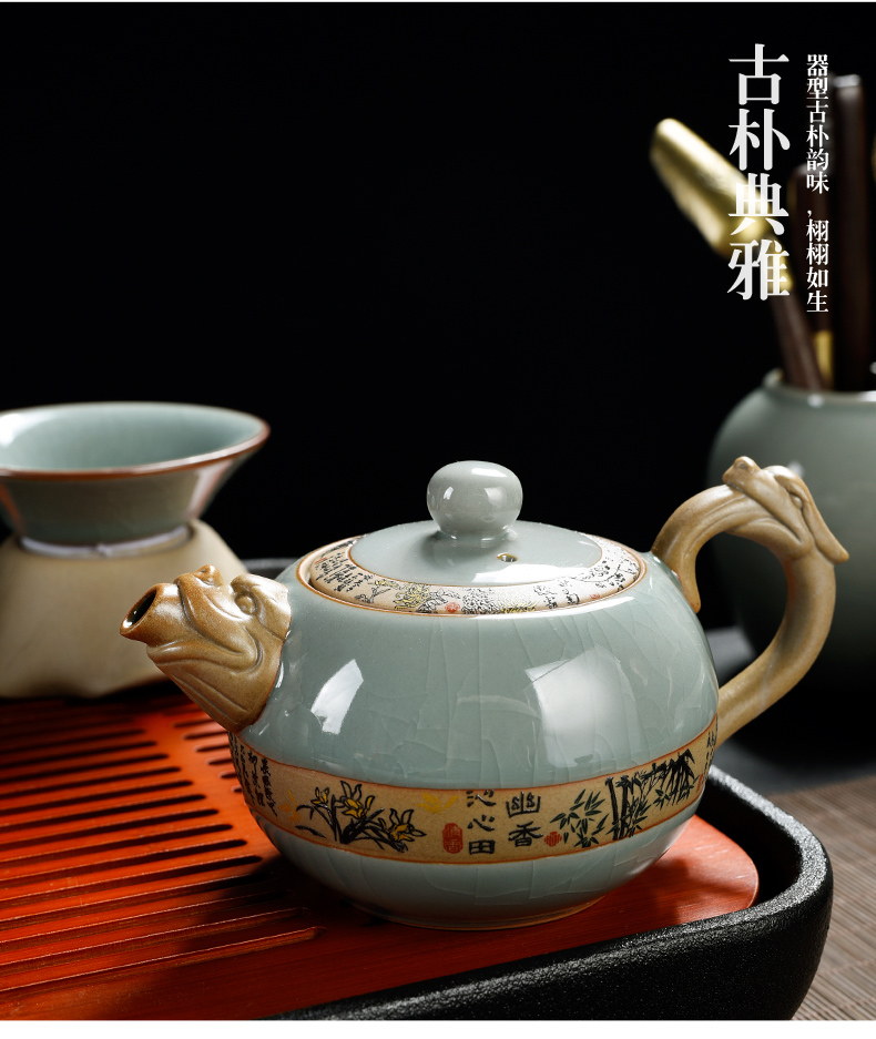 Beauty cabinet elder brother up with ceramic teapot single pot of contracted open tea cups kung fu tea set household of Chinese style tea