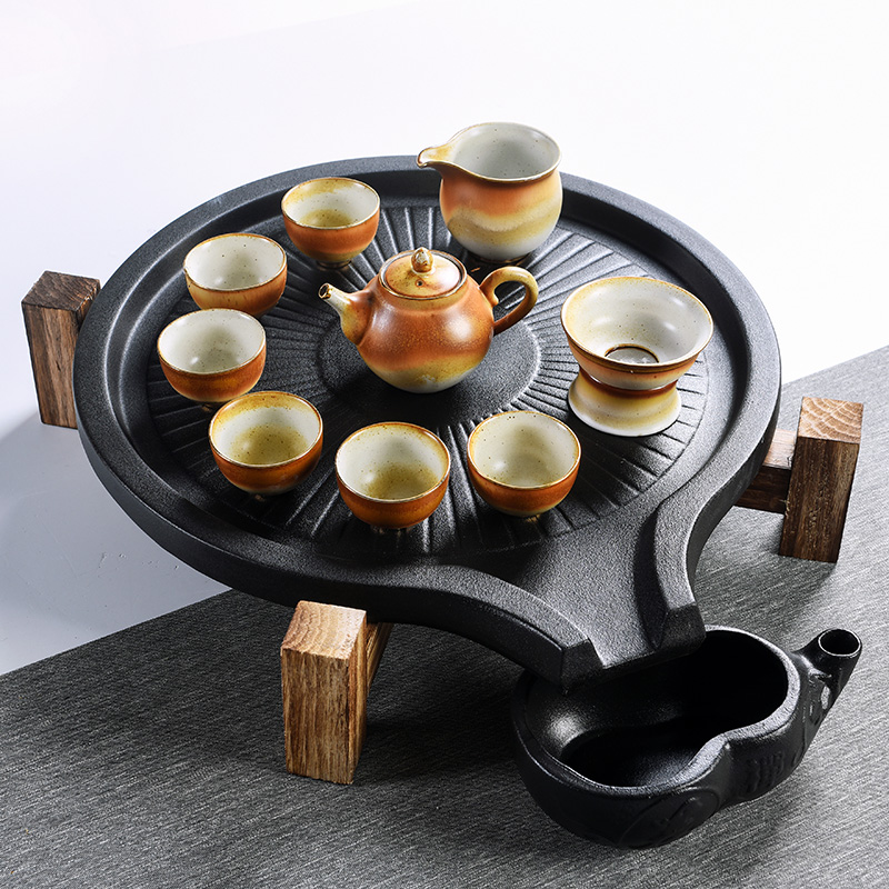 Beauty cabinet Chinese stone mill contracted household automatic tea set ceramic cups kung fu tea tray tea tea tea taking