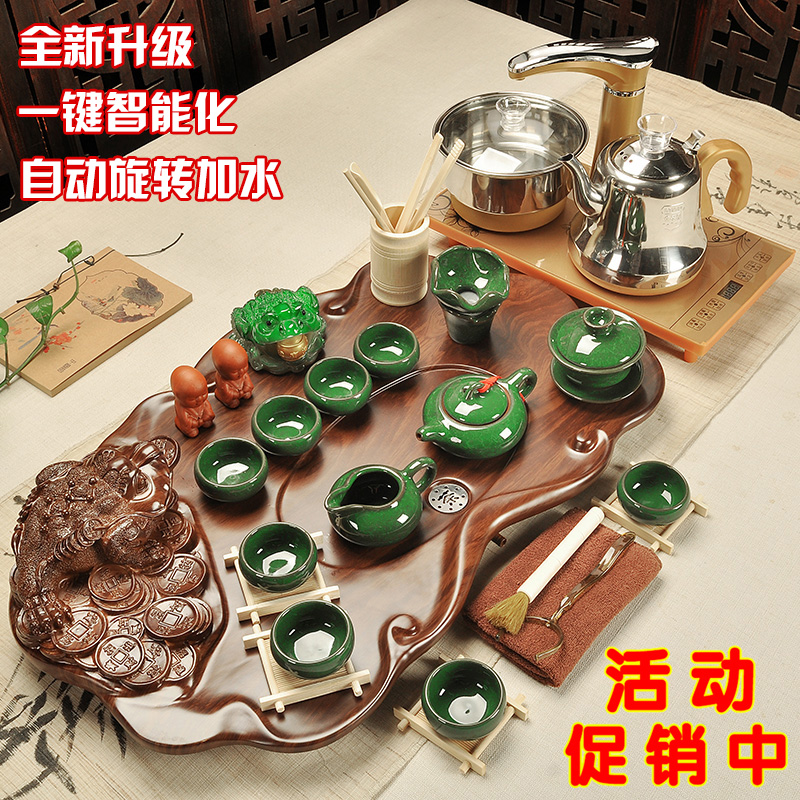 Beauty cabinet kung fu tea sets automatic snap a whole set of wood tea tray was purple ceramic tea sets tea taking