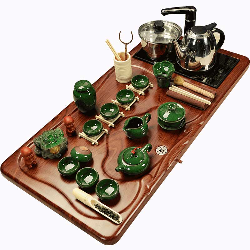 Beauty cabinet violet arenaceous kung fu tea set of household ceramic tea tea tray of a complete set of tea tea set four unity