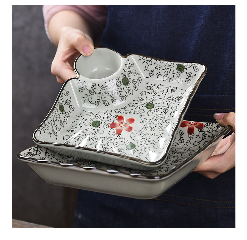 Japanese under glaze color porcelain tableware square dumplings dribbling vinegar dish creative cold dish dish dish dish dish