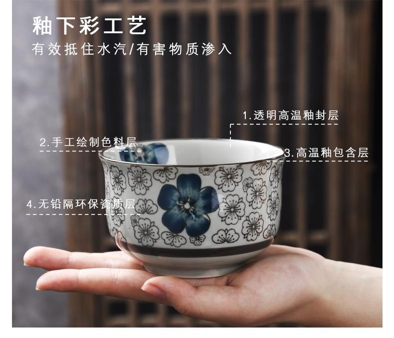 The use of a single meal jingdezhen Japanese under the glaze made pottery bowls tableware suit millet rice Bowl Bowl soup Bowl