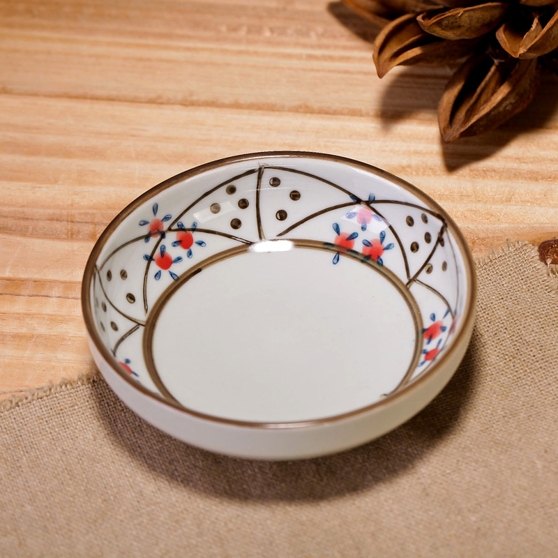 Ling Ming xuan chashe rounded flavor dish of form a complete set of ceramic tableware dipping sauce dish of Japanese under the glaze color hand - made soy sauce dish