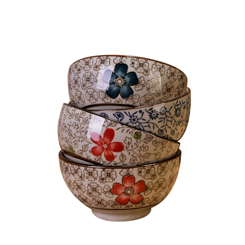 Always suit jingdezhen Japanese ceramics tableware creative move under the glaze coloured rice Bowl soup Bowl